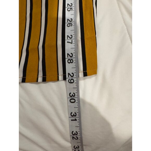 Yellow & Black Striped Jumpsuit With Ruffle Neckline & Adjustable Straps - Picture 4 of 7